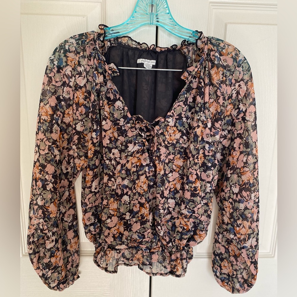 American Eagle Floral Blouse Sz S